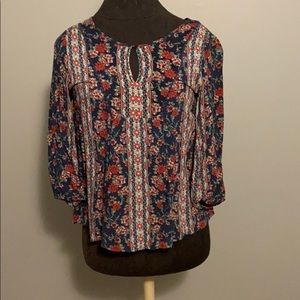 Three quarter length sleeve floral shirt